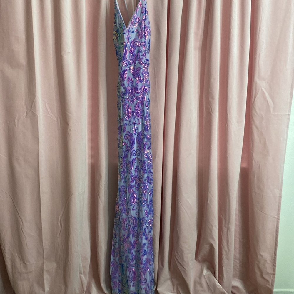 Purple sequin dress beautiful for prom dance or winter formal